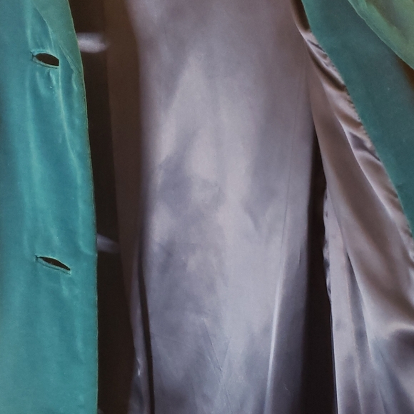 Vintage Marguerite Rubel San Francisco Teal Blue Velvet Women's Dresscoat - Picture 9 of 10